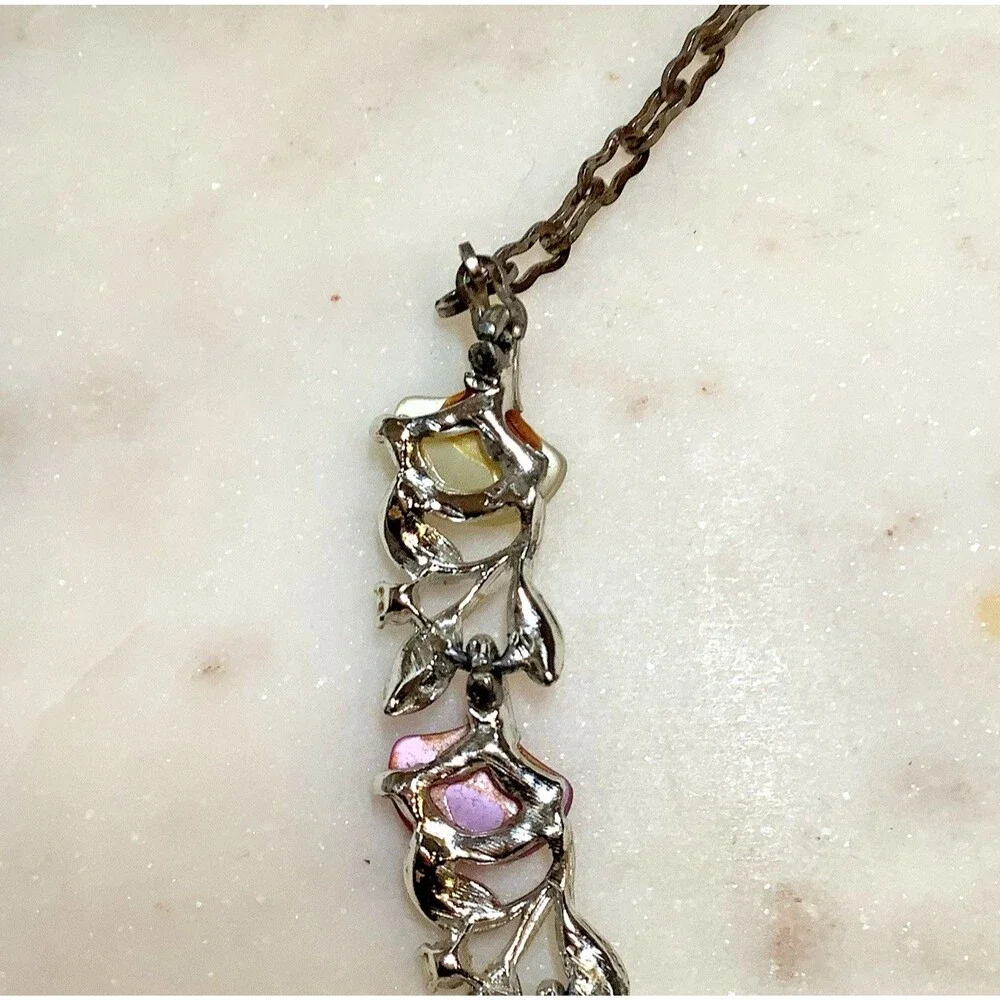 Vintage Necklace Purple Moonglow Thermoset Plastic AB Crystal Choker Collar